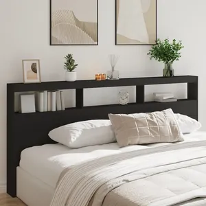vidaXL Armoire tête de lit avec LED noir 220x17x102 cm pas cher