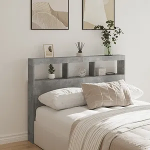 vidaXL Armoire tête de lit avec LED gris béton 140x17x102 cm