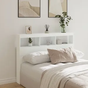 Comparateur de prix : vidaXL Armoire tête de lit avec LED blanc 140x17x102 cm