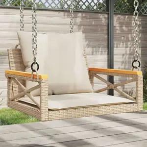 Comparateur de prix : vidaXL Balancelle avec coussins beige 63x62x40 cm résine tressée