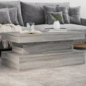 vidaXL Table basse avec lumières LED gris sonoma 90x50x40 cm pas cher