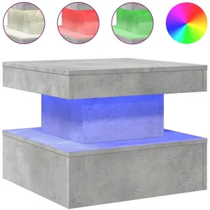vidaXL Table basse avec lumières LED gris béton 50x50x40 cm pas cher