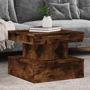 Comparateur de prix : vidaXL Table basse avec lumières LED chêne fumé 50x50x40 cm