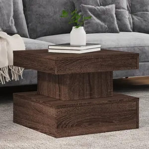 vidaXL Table basse avec lumières LED chêne marron 50x50x40 cm pas cher