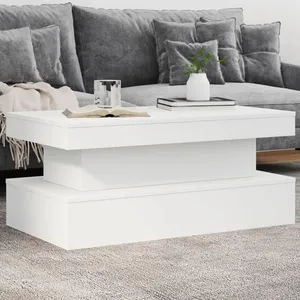 Comparateur de prix : vidaXL Table basse avec lumières LED blanc 90x50x40 cm
