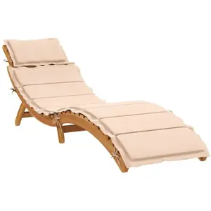 Comparateur de prix : vidaXL Chaise longue avec coussin beige bois d'acacia solide