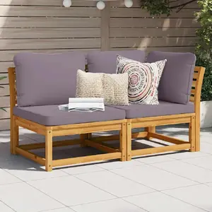 vidaXL Salon de jardin 2 pcs avec coussins bois massif d'acacia pas cher