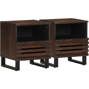 vidaXL Tables de chevet 2 pcs 40x33x46 cm Bois de manguier solide pas cher