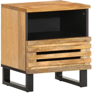 vidaXL Table de chevet 40x33x46 cm bois de manguier massif brut pas cher