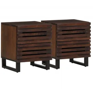 vidaXL Tables de chevet 2 pcs 40x33x46 cm Bois de manguier solide pas cher