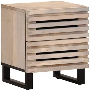 vidaXL Table de chevet 40x33x46 cm bois de manguier massif blanchi pas cher