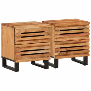 Comparateur de prix : vidaXL Tables de chevet 2 pcs 40x33x46 cm Bois d'acacia massif