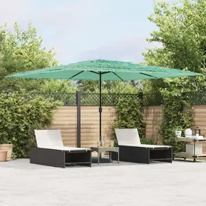 vidaXL Parasol de jardin avec mât en bois vert 388x388x248 cm pas cher
