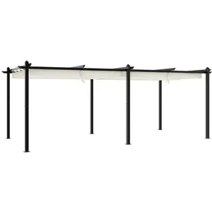 Comparateur de prix : vidaXL Tonnelle de jardin avec toit rétractable crème 3x6 m aluminium