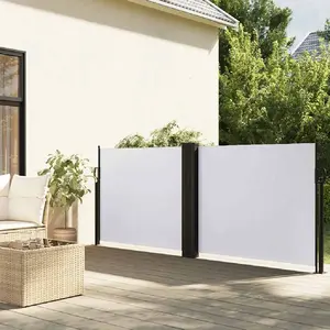 vidaXL Auvent latéral rétractable blanc 120x1200 cm pas cher