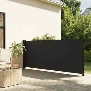 vidaXL Auvent latéral rétractable noir 140x300 cm pas cher