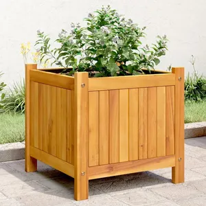 vidaXL Jardinière avec doublure 42x42x40 cm bois massif d'acacia pas cher