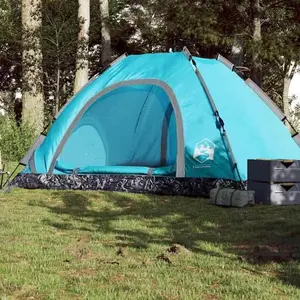 vidaXL Tente de camping 5 personnes bleu libération rapide pas cher
