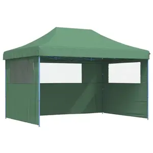 vidaXL Tente de réception pliable escamotable 3 parois latérales vert pas cher