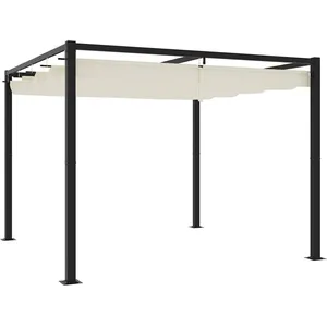 Comparateur de prix : vidaXL Tonnelle de jardin avec toit rétractable crème 3x3 m acier