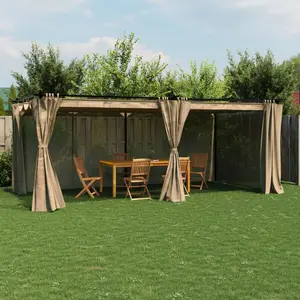 Comparateur de prix : vidaXL Tonnelle avec rideaux taupe 6x3 m acier