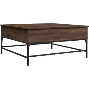 vidaXL Table basse chêne marron 95x95x45 cm bois d'ingénierie et métal pas cher