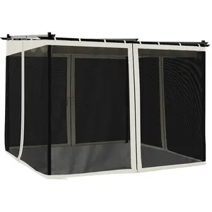 Comparateur de prix : vidaXL Tonnelle avec parois en filet crème 3x3 m acier