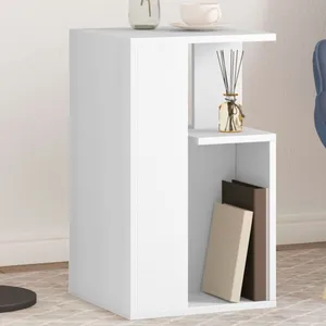 vidaXL Table d'appoint blanc 35x35x60 cm bois d’ingénierie pas cher