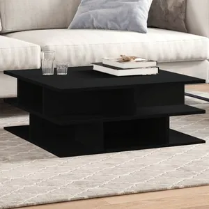 vidaXL Table basse noir 70x70x29 cm bois d'ingénierie pas cher