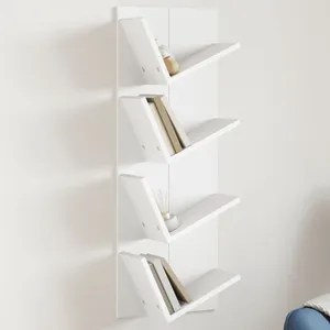 vidaXL Bibliothèque murale 4 niveaux blanc 33x16x90 cm pas cher