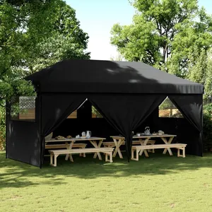 vidaXL Tente de réception pliable escamotable 4 parois latérales noir pas cher