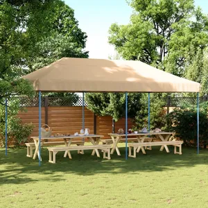 vidaXL Tente de réception pliable escamotable beige 580x292x315 cm pas cher