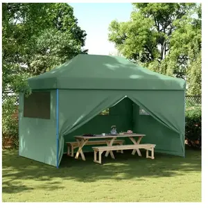 vidaXL Tente de réception pliable escamotable 4 parois latérales vert pas cher