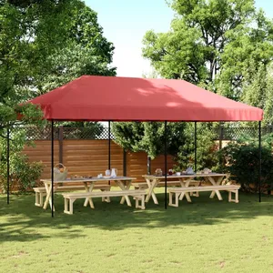 vidaXL Tente de réception pliable escamotable bordeaux 580x292x315 cm pas cher