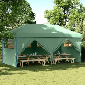 vidaXL Tente de réception pliable escamotable 4 parois latérales vert pas cher