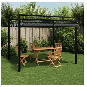 Comparateur de prix : vidaXL Tonnelle avec toit rétractable anthracite 3x3 cm aluminium