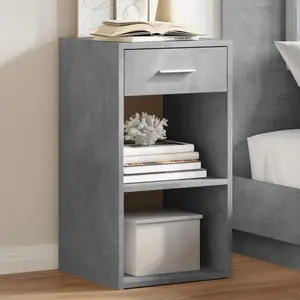 vidaXL Tables de chevet 2 pcs gris béton 35x34x65 cm bois ingénierie pas cher