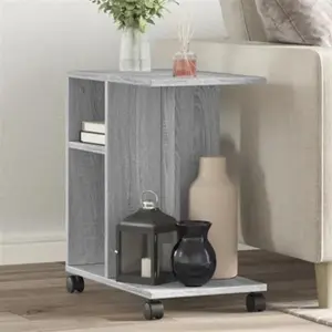 Comparateur de prix : vidaXL Table d'appoint avec roues sonoma gris bois d'ingénierie