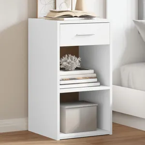 vidaXL Tables de chevet 2 pcs blanc 35x34x65 cm bois d'ingénierie pas cher