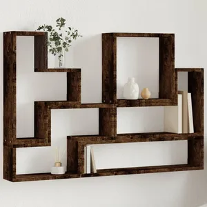 vidaXL Étagère murale chêne fumé 96x12x64 cm bois d'ingénierie pas cher