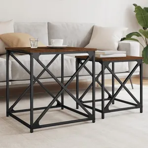 vidaXL Tables basses gigognes 2 pcs chêne marron bois d'ingénierie pas cher