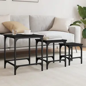 vidaXL Tables basses gigognes 3 pcs noir bois d'ingénierie pas cher
