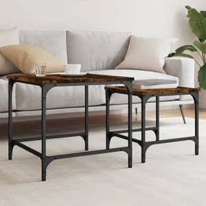vidaXL Tables basses gigognes 2 pcs chêne fumé bois d'ingénierie pas cher