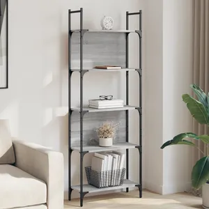 Comparateur de prix : vidaXL Bibliothèque à 5 niveaux sonoma gris 60,5x24x166,5 cm