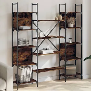 vidaXL Bibliothèque chêne fumé 155,5x24x166,5 cm bois d'ingénierie pas cher