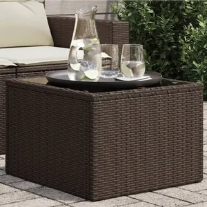 Comparateur de prix : Table de jardin dessus en verre brun 55x55x37 cm résine tressée vidaXL