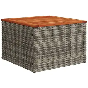 Comparateur de prix : vidaXL Table de jardin gris 55x55x37 cm résine tressée et bois acacia