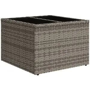 Comparateur de prix : vidaXL Table de jardin dessus en verre gris 55x55x37 cm résine tressée