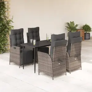 vidaXL Ensemble à manger de jardin 5 pcs coussins gris résine tressée pas cher