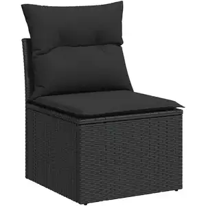 Comparateur de prix : vidaXL Canapé de jardin sans accoudoirs coussins noir résine tressée